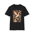 Whimsical Floral Dragon T-Shirt - Mushroom Garden Graphic Tee