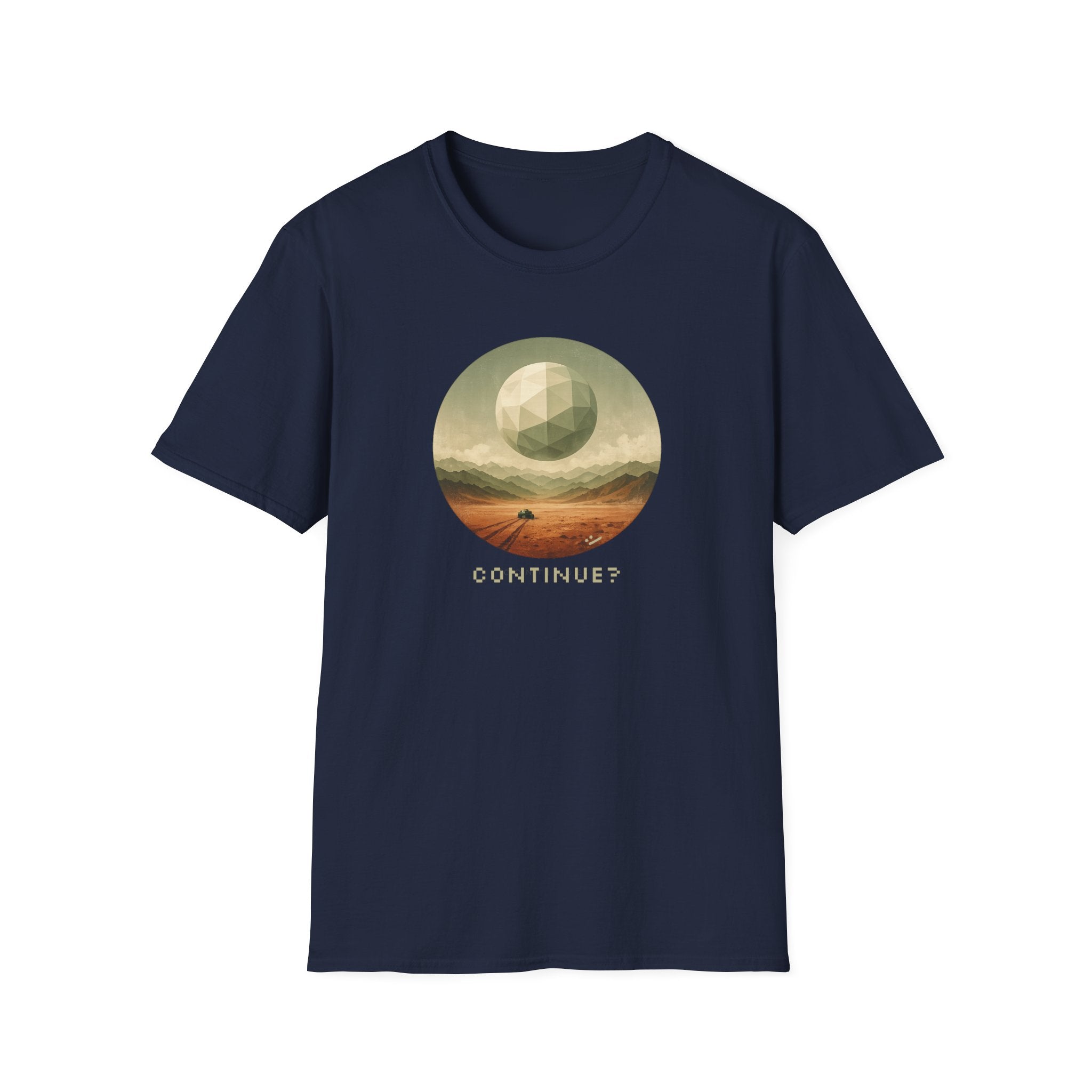 'Continue?' Surreal Desert Sphere T-Shirt - Graphic Tee