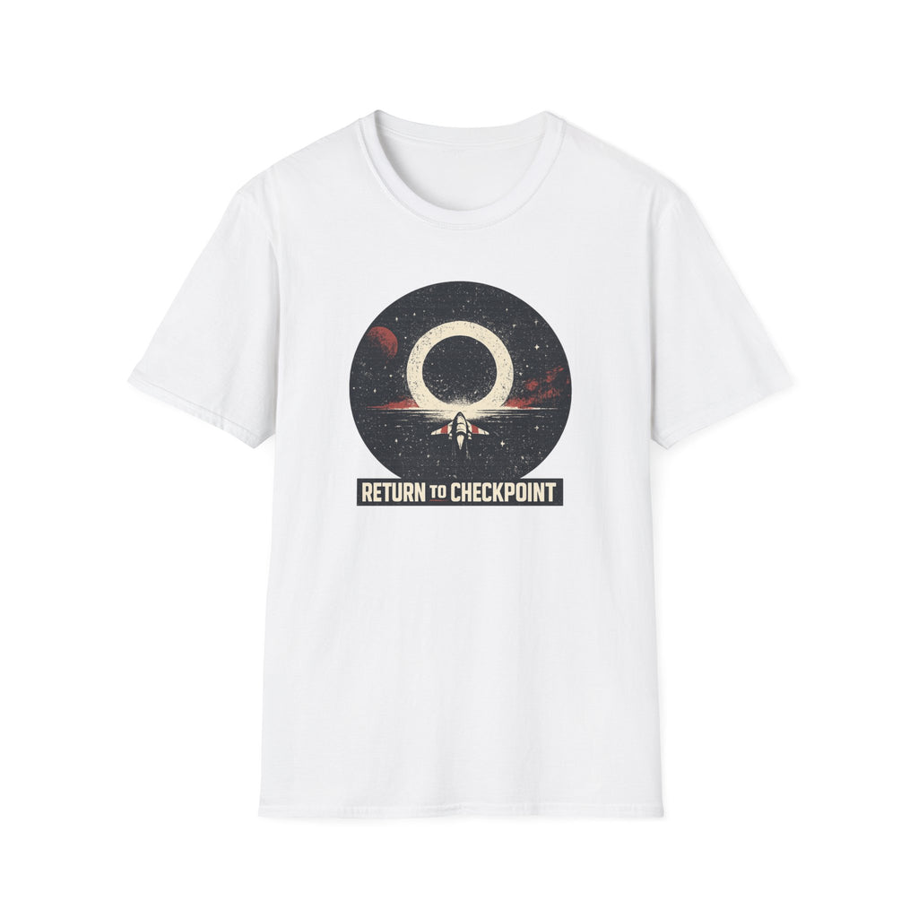 'Return to Checkpoint' T‑Shirt — Retro Space Arcade Graphic Tee