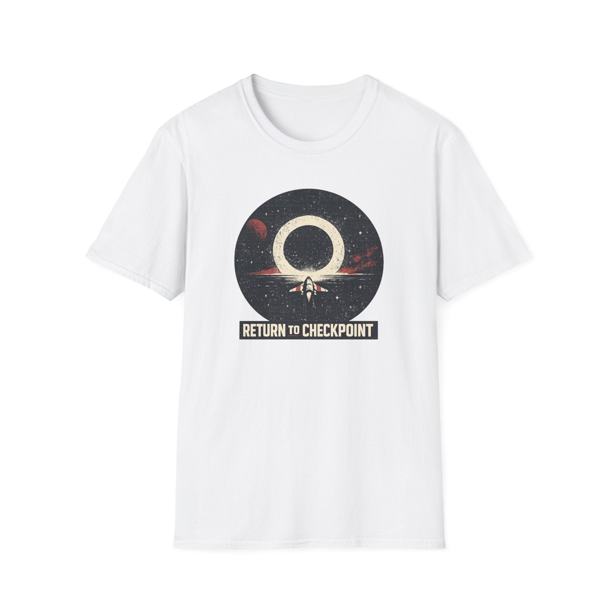 'Return to Checkpoint' T‑Shirt — Retro Space Arcade Graphic Tee