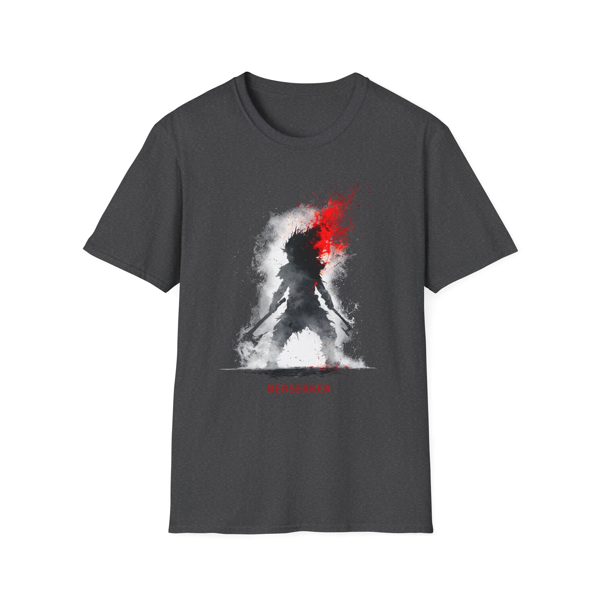 Berserker Silhouette Tee - Red & White Smoke Rage Graphic T-Shirt