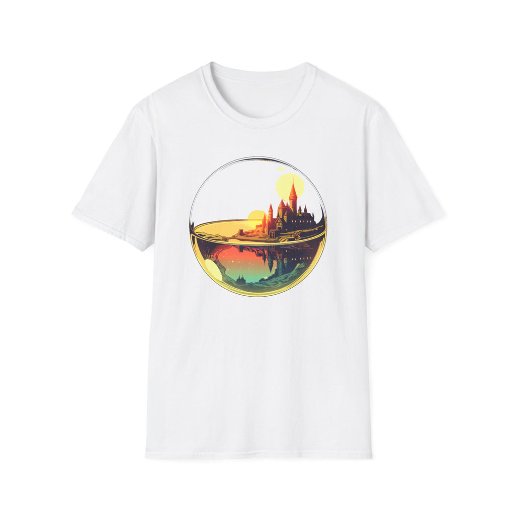 Fantasy Castle in Crystal Ball T-Shirt - Glass Orb Sunset Illustration