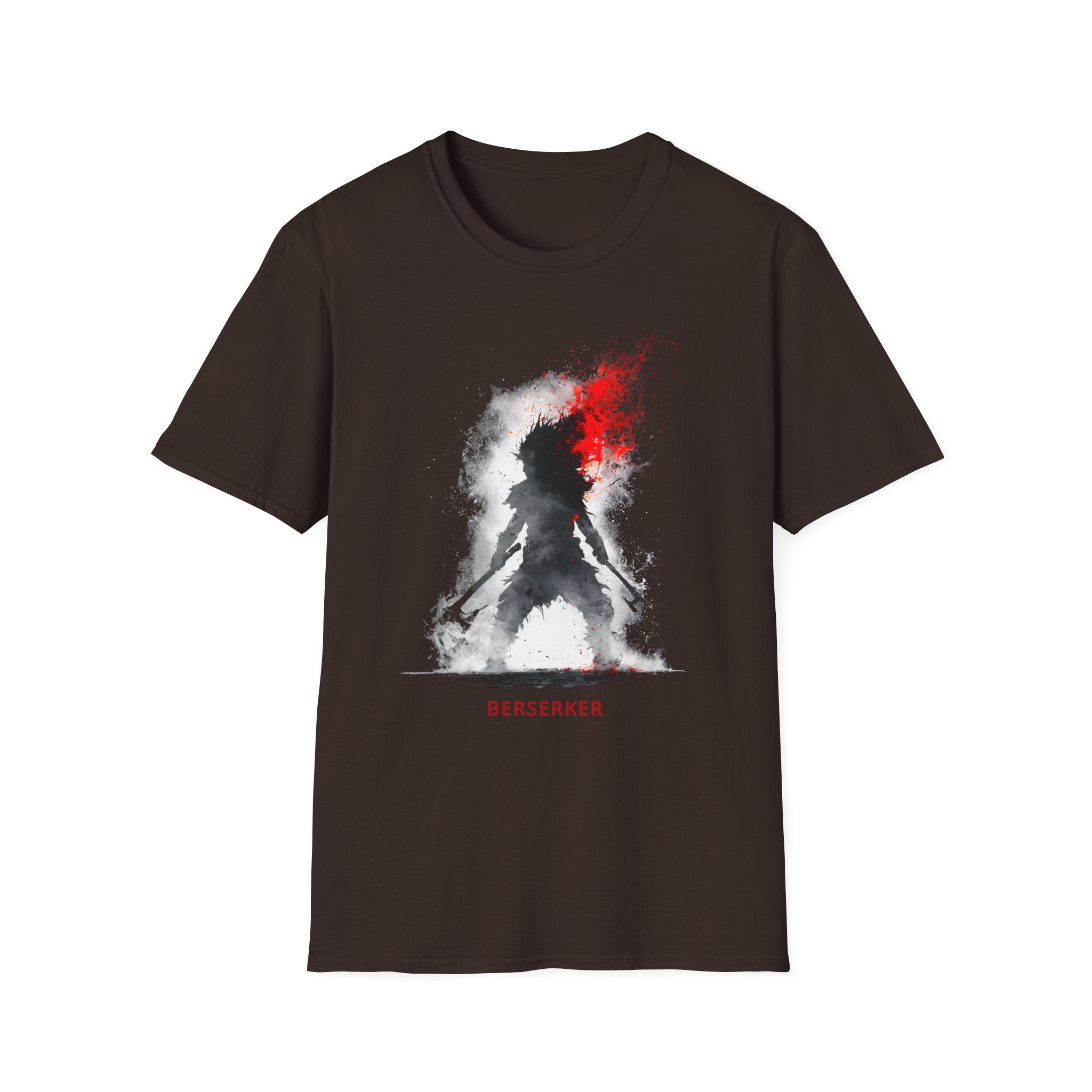 Berserker Silhouette Tee - Red & White Smoke Rage Graphic T-Shirt