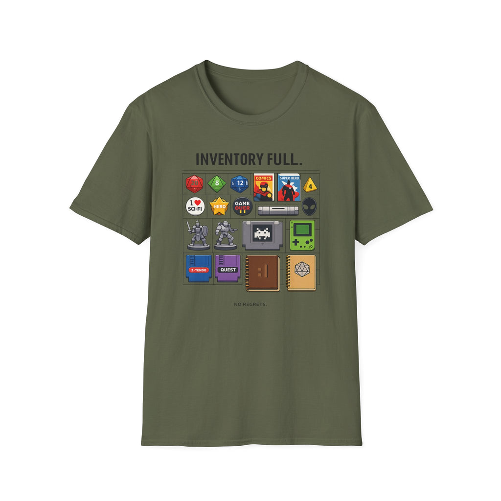 Inventory Full Gamer T-Shirt — Retro RPG & Geek Icon Graphic Tee