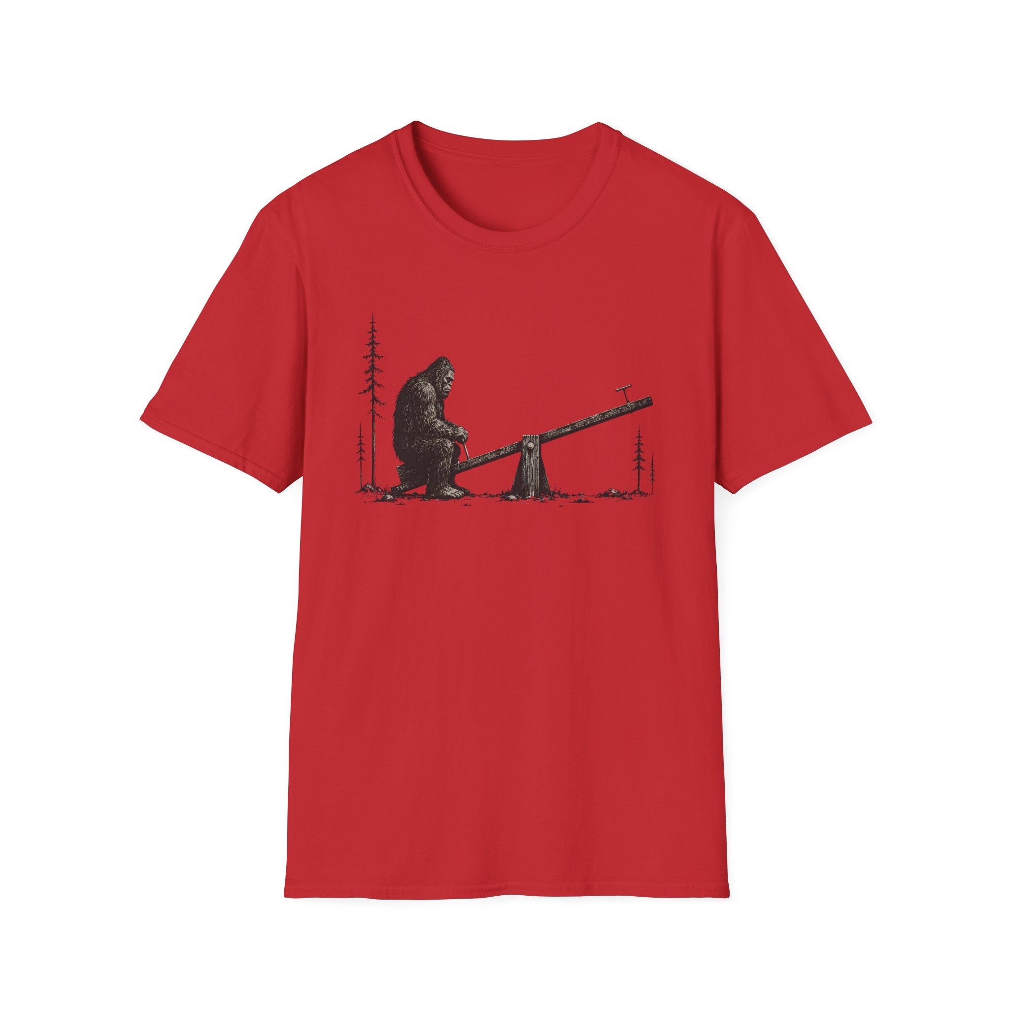 Bigfoot Seesaw T‑Shirt - Humorous Sasquatch Lonely Tee