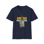 "SAVE FILE. PROTECTED." Lanyard Badge Graphic T-Shirt