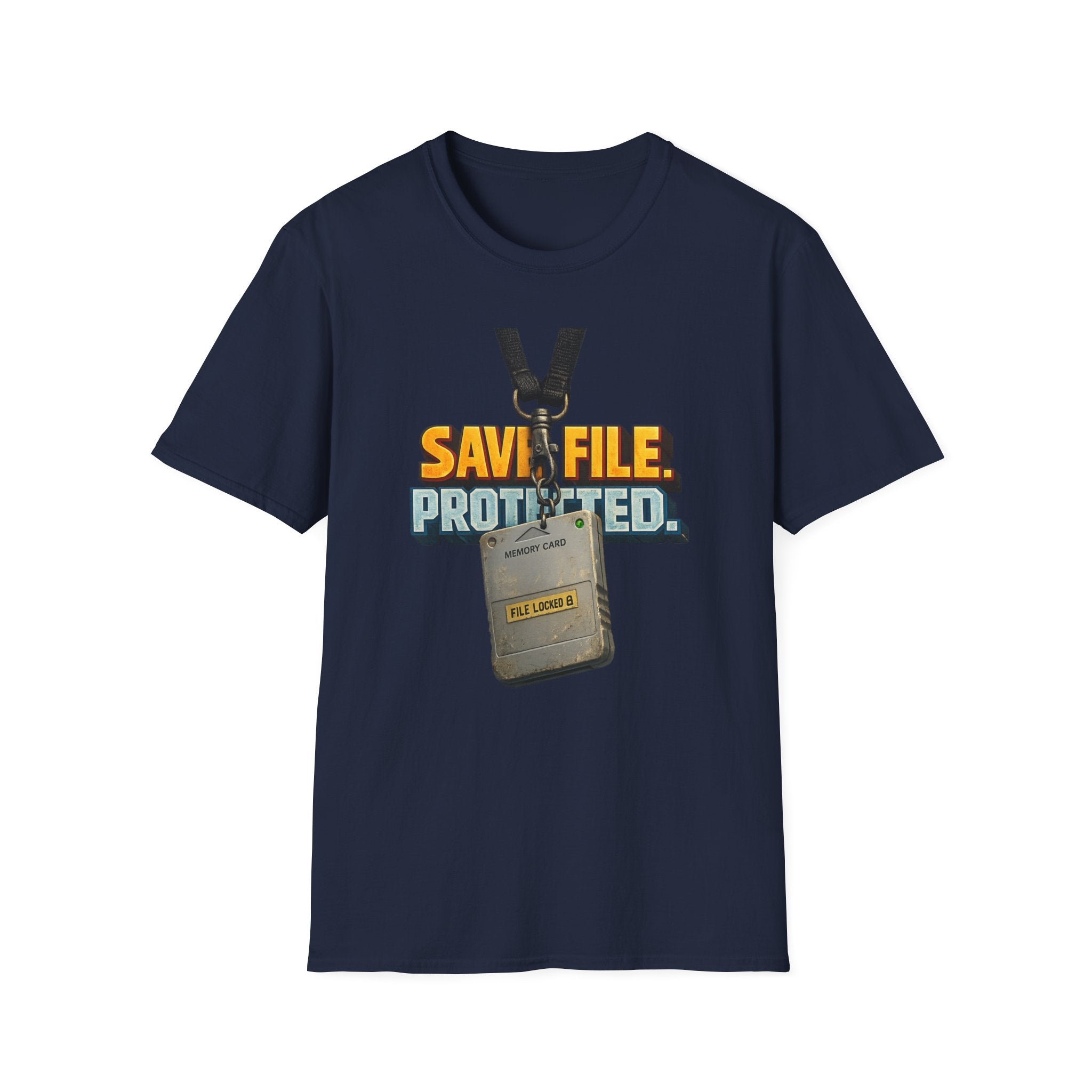 "SAVE FILE. PROTECTED." Lanyard Badge Graphic T-Shirt