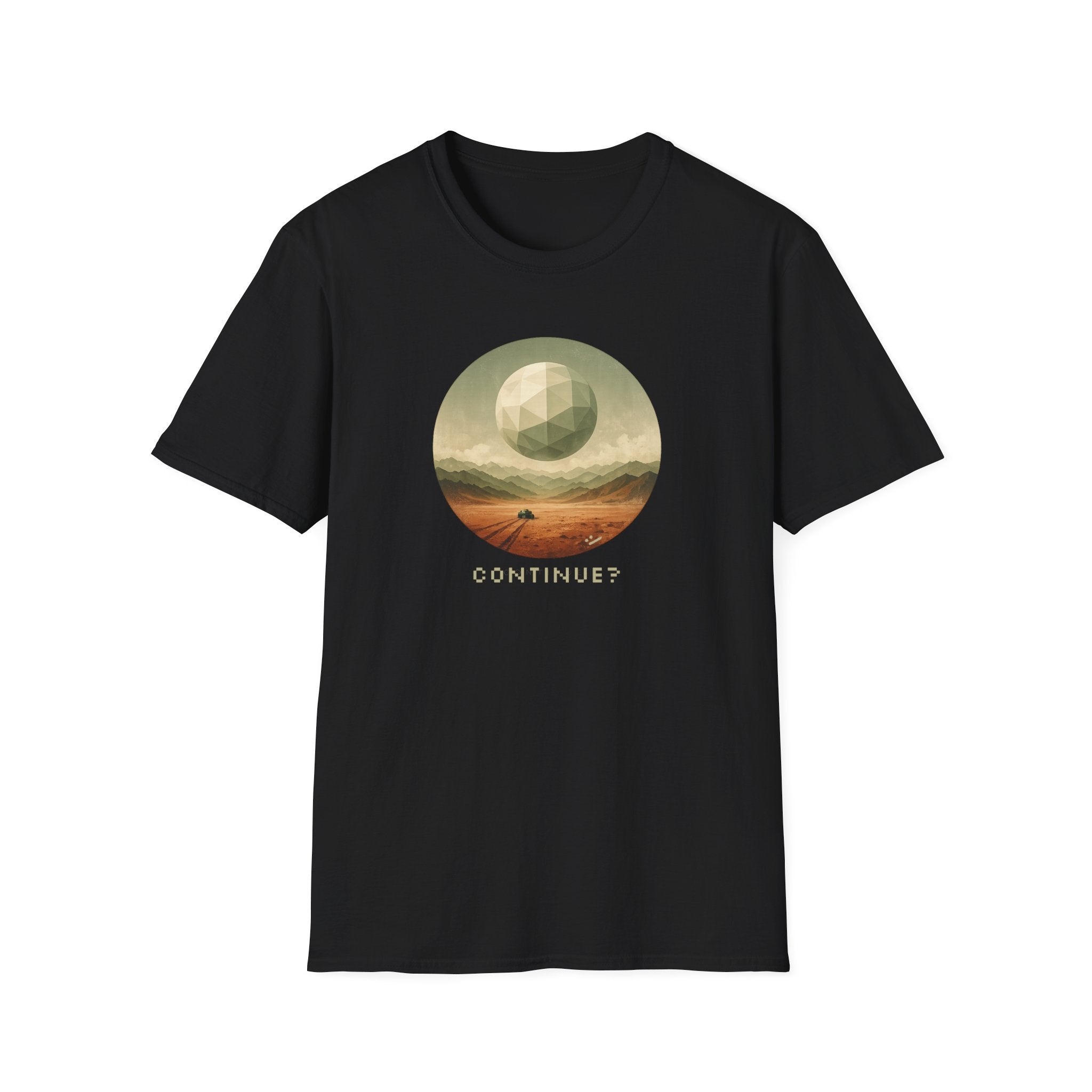 'Continue?' Surreal Desert Sphere T-Shirt - Graphic Tee