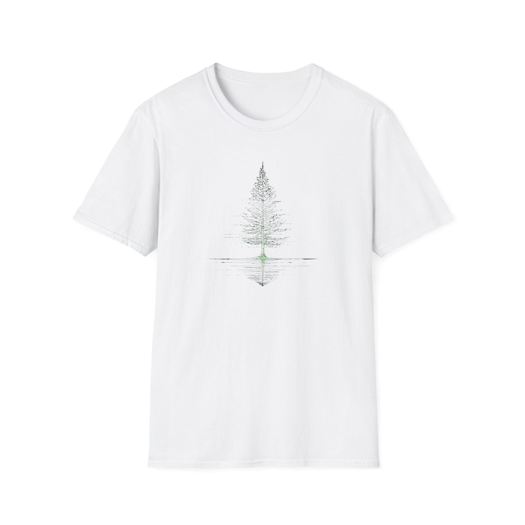 Minimal Pine Tree T-Shirt — Reflection Silhouette Tee