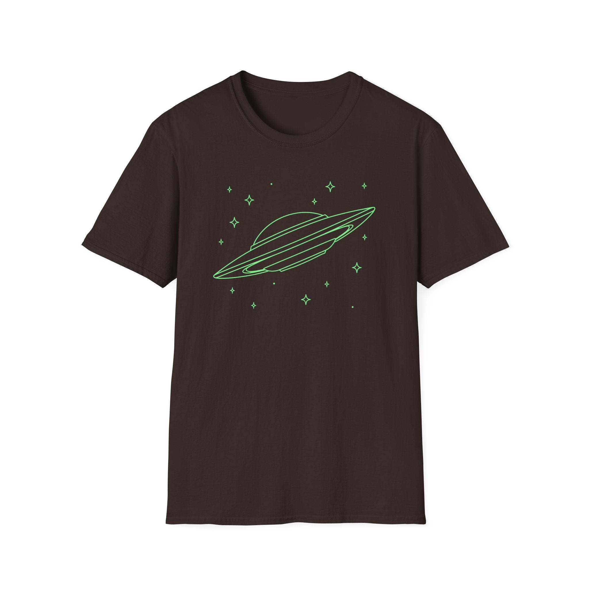 Alien UFO T‑Shirt - Neon Green Spaceship Graphic Tee