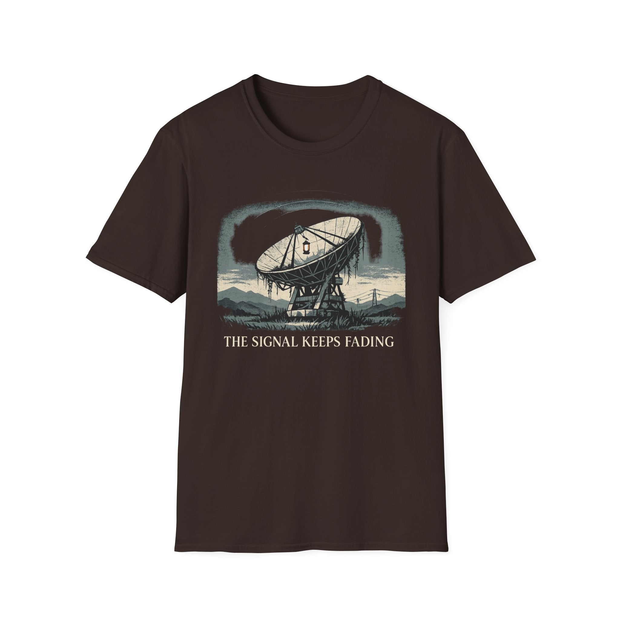 “The Signal Keeps Fading” Vintage Sci‑Fi T-Shirt - Satellite Dish Graphic Tee