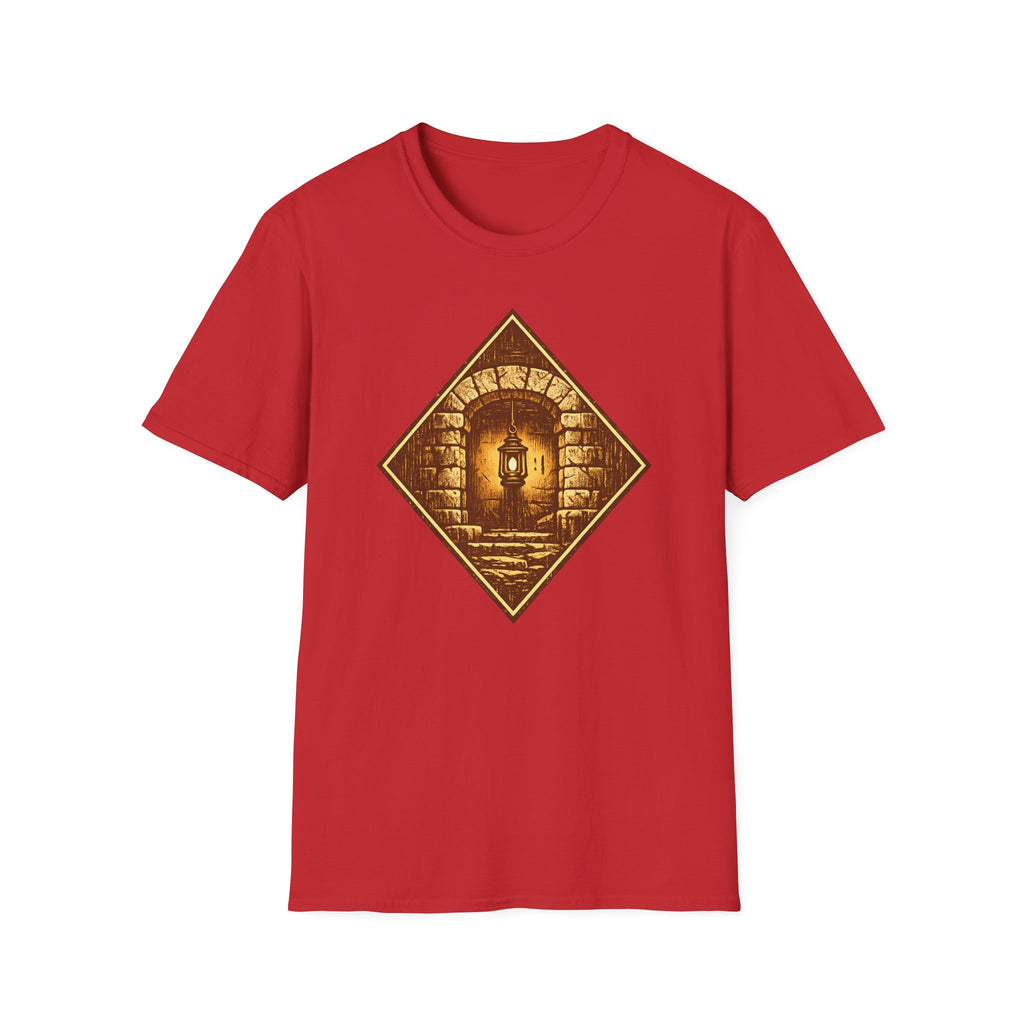 Glowing Lantern T-Shirt — Vintage Stone Diamond Pattern Tee