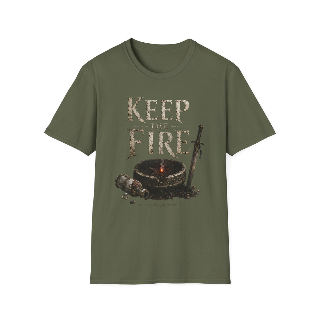 Keep the Fire T-Shirt - Medieval Sword & Cauldron Graphic