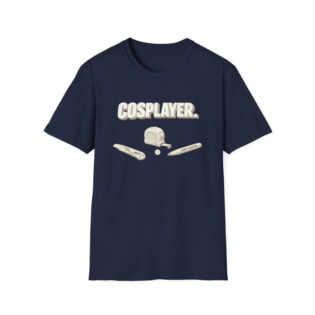 Cosplayer Tools T-Shirt — 'COSPLAYER.' Graphic Tee for Costume Makers & Conventions