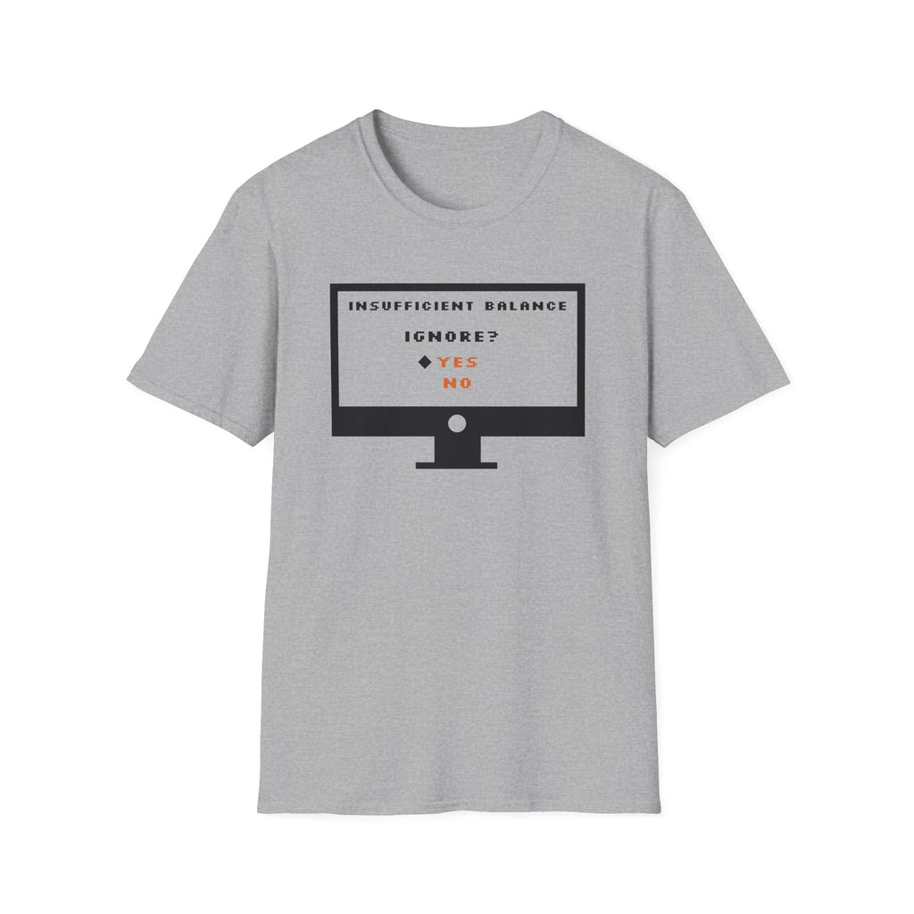 "Insufficient Balance" Retro Computer Screen Graphic T-Shirt