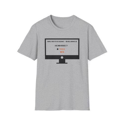 "Insufficient Balance" Retro Computer Screen Graphic T-Shirt