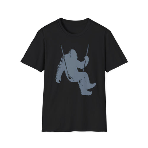 Bigfoot Swinger T-Shirt - Playful Sasquatch On A Swing Graphic Tee