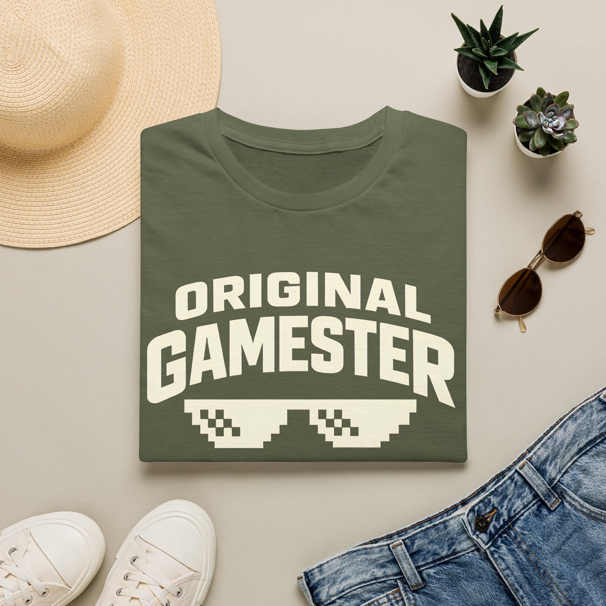 Original Gamester T-Shirt — Retro Pixel Sunglasses Gaming Tee
