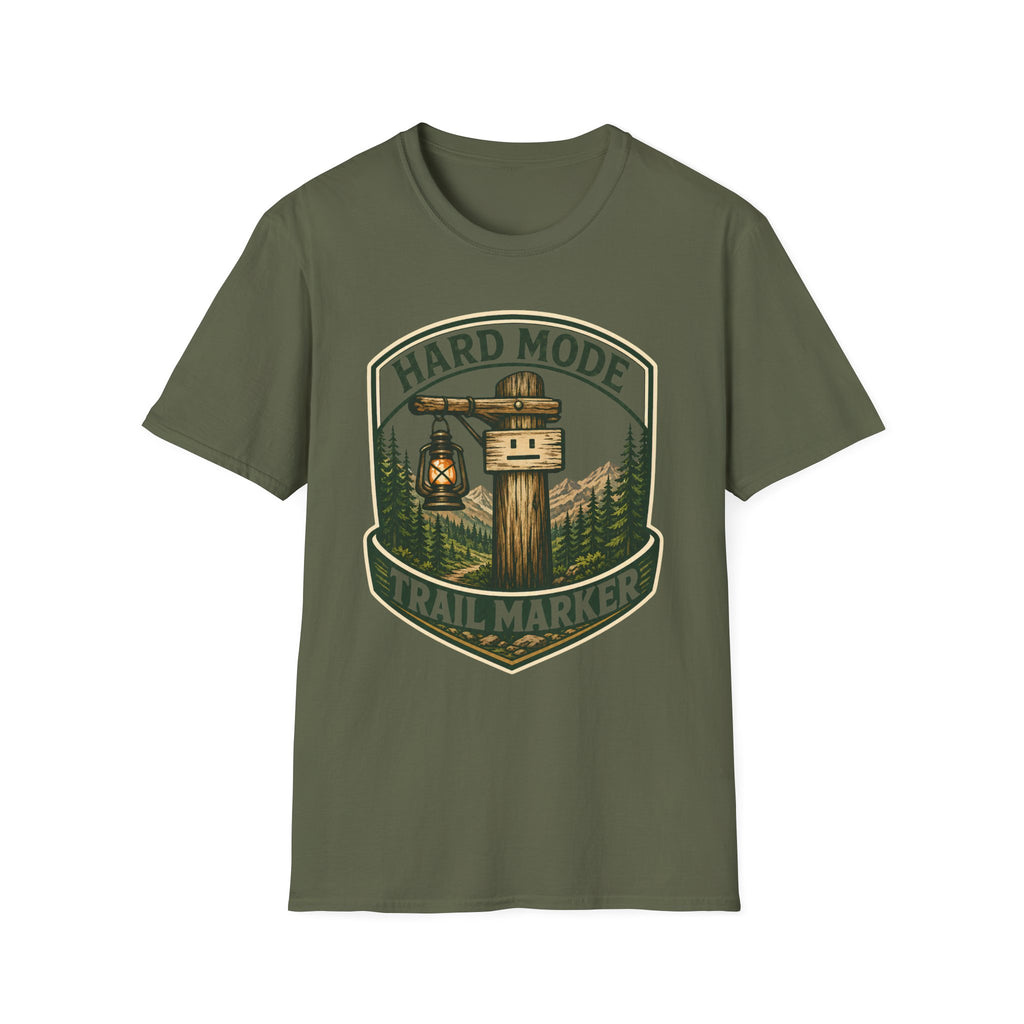 Hard Mode Trail Marker T-Shirt - Lantern Sign Graphic Tee