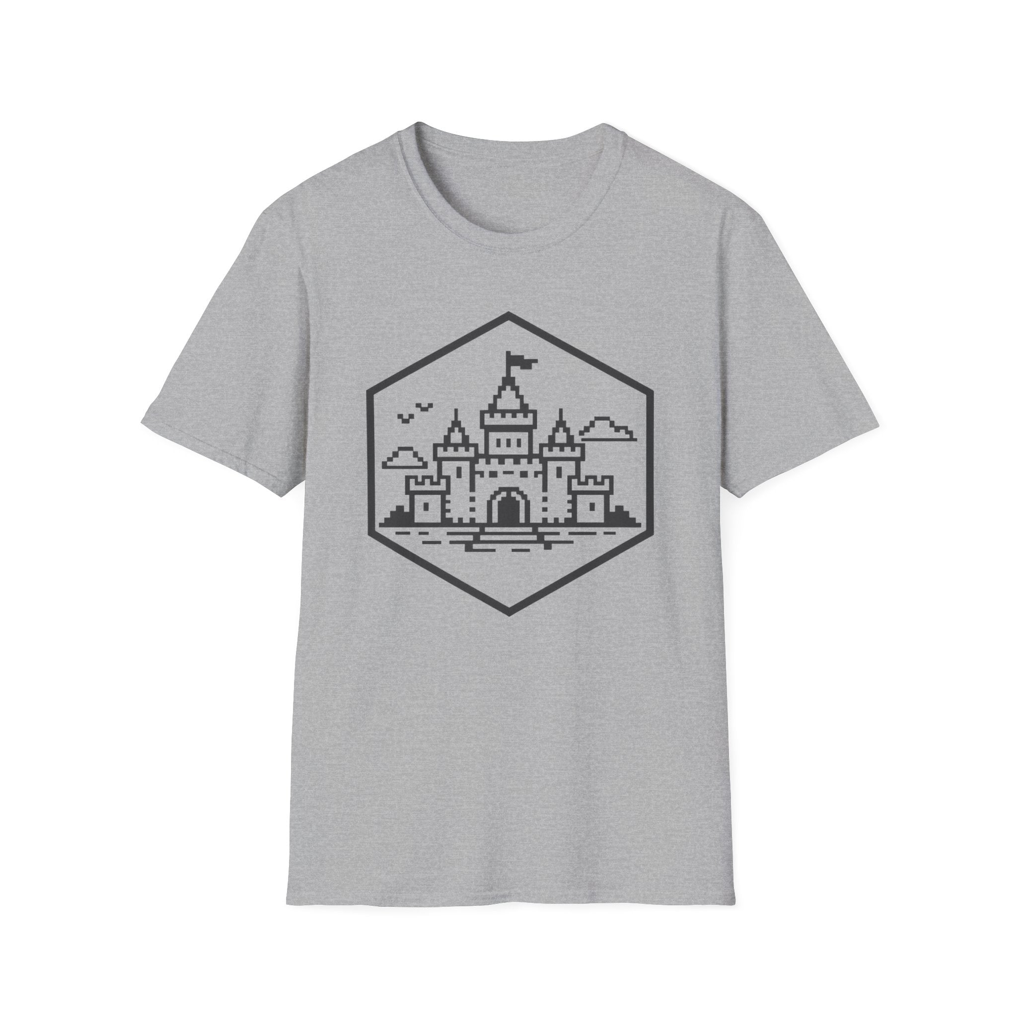 Castle Pixel Art Graphic T-Shirt - Minimal Fairytale Tee