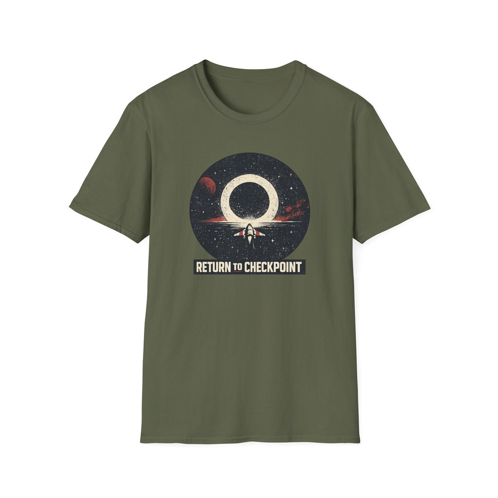 'Return to Checkpoint' T‑Shirt — Retro Space Arcade Graphic Tee