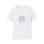 Sunset Mountain T-Shirt — Minimal Nautical Sun & Waves Graphic