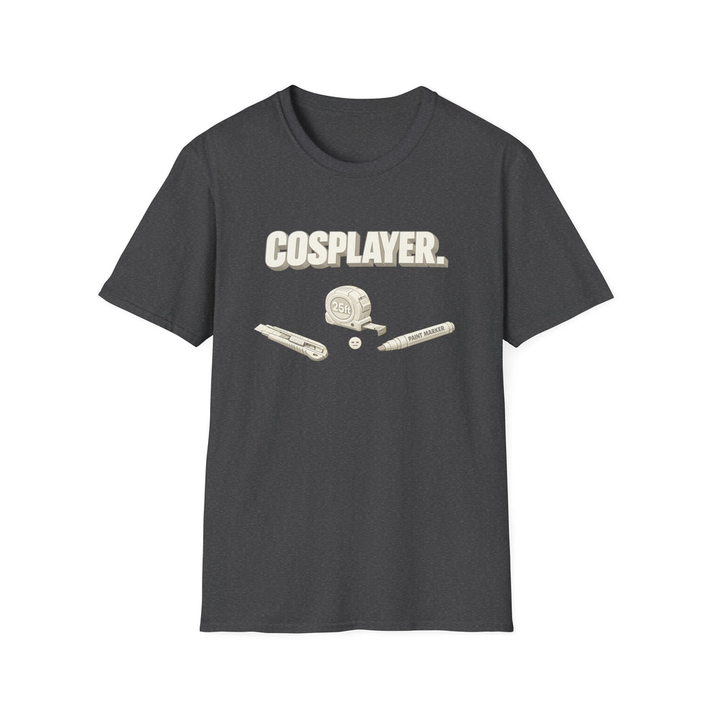 Cosplayer Tools T-Shirt — 'COSPLAYER.' Graphic Tee for Costume Makers & Conventions