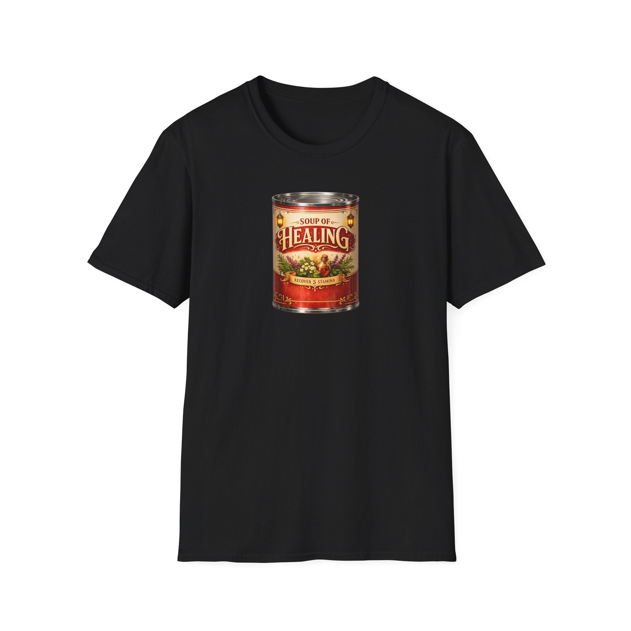 Soup of Healing T-Shirt - Retro RPG Healing Soup Can