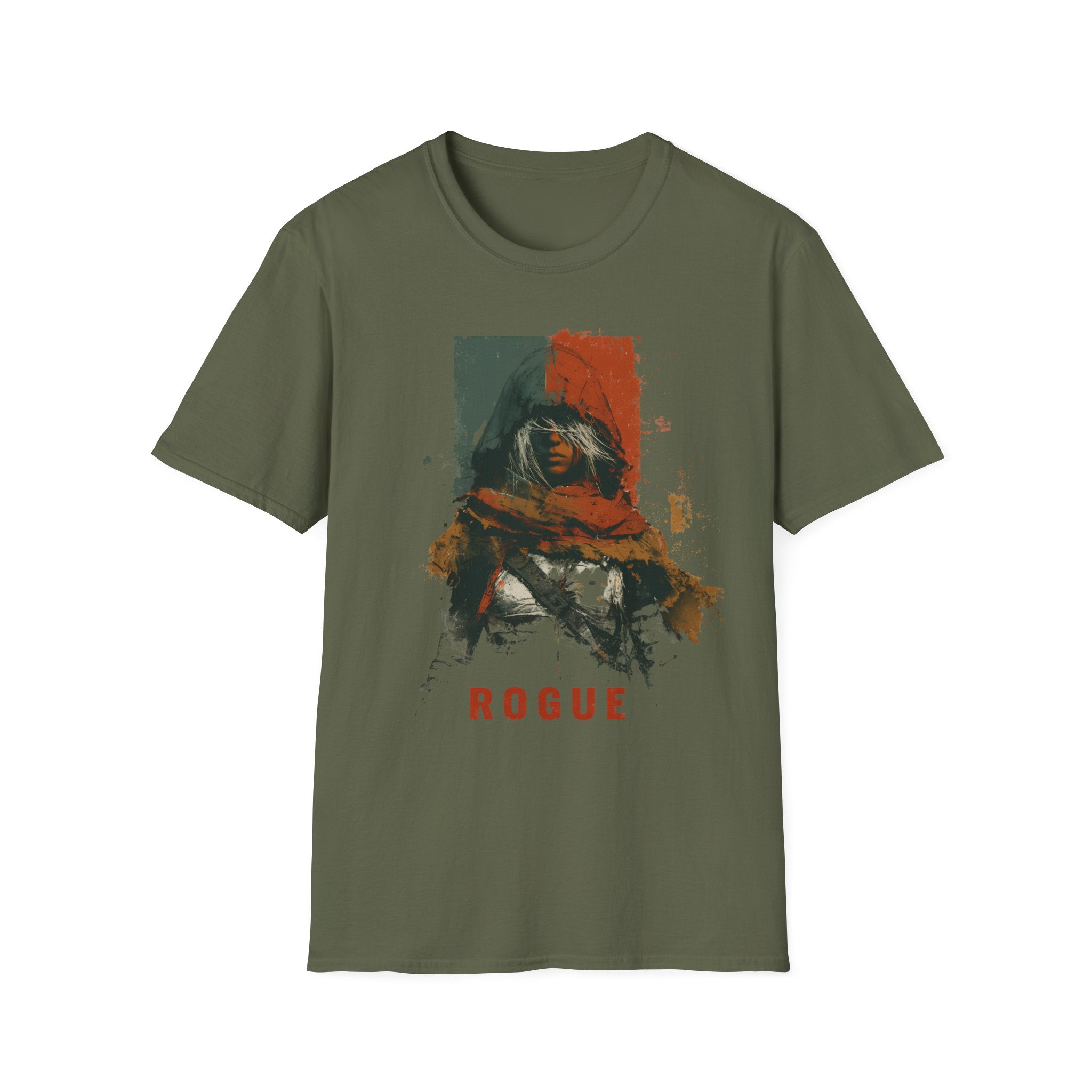 Rogue Hooded Figure T-Shirt - Grunge Painterly Graphic Tee