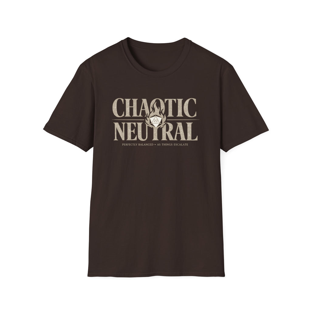 Chaotic Neutral T-Shirt — D20 Flame RPG Gamer Tee (Perfectly Balanced)