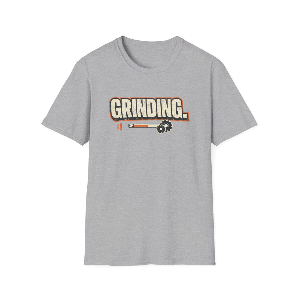 Grinding T-Shirt — Motivational Hustle Tee with Progress Bar & Gear