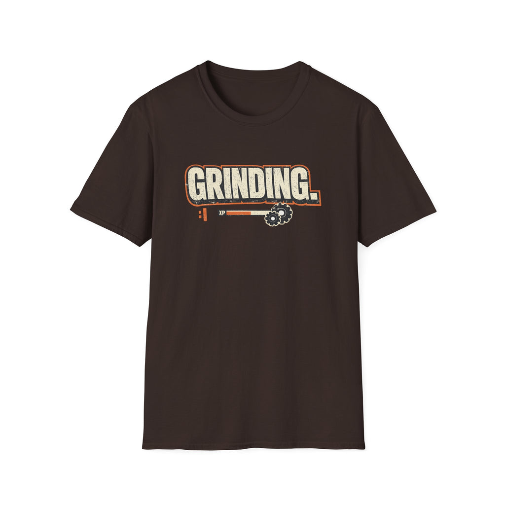 Grinding T-Shirt — Motivational Hustle Tee with Progress Bar & Gear
