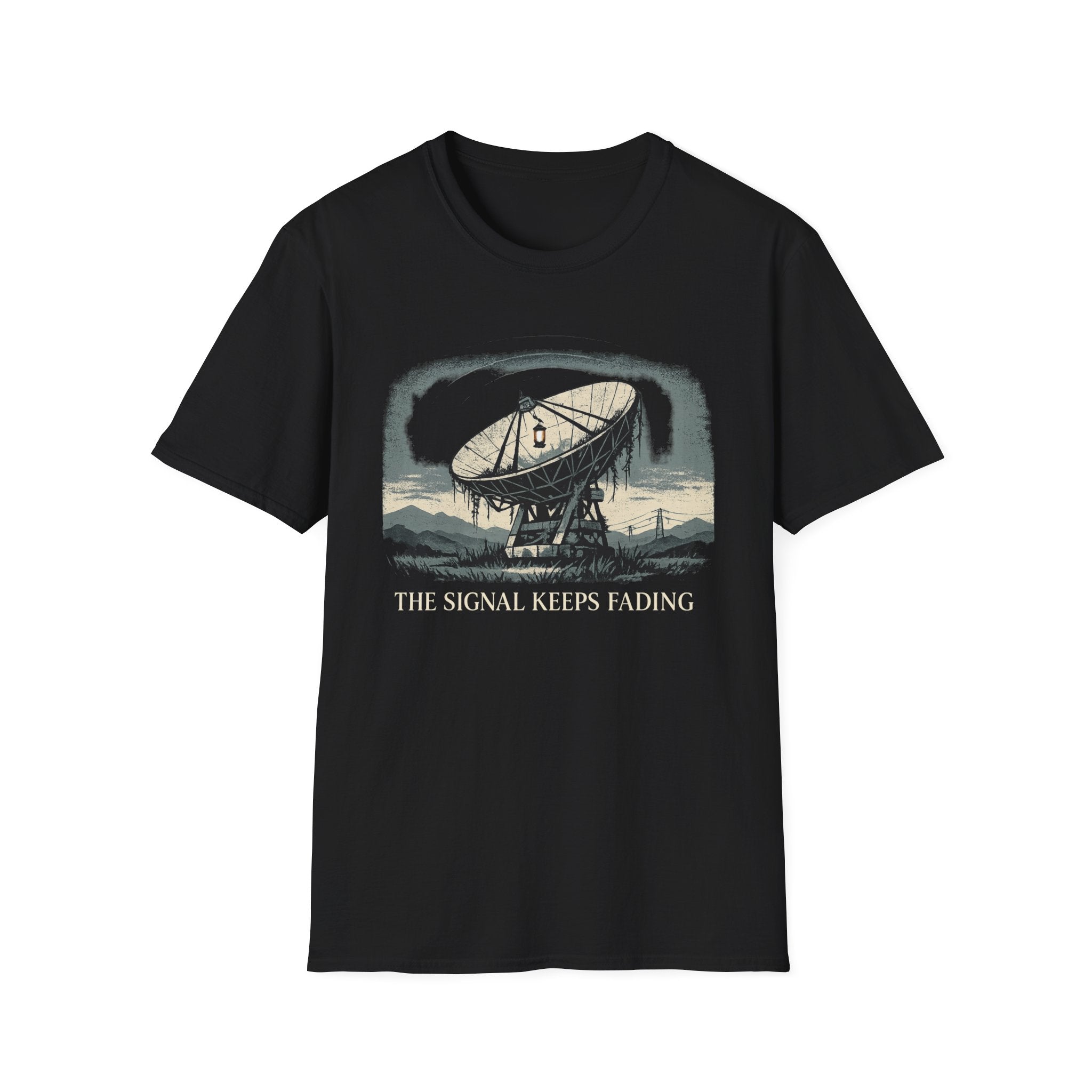 “The Signal Keeps Fading” Vintage Sci‑Fi T-Shirt - Satellite Dish Graphic Tee