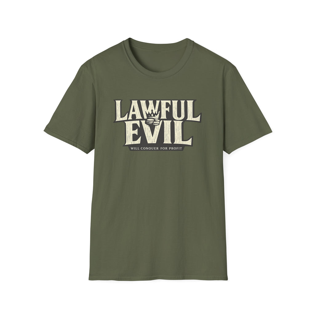Lawful Evil Graphic Tee — "Will Conquer for Profit" D&D Inspired T-Shirt
