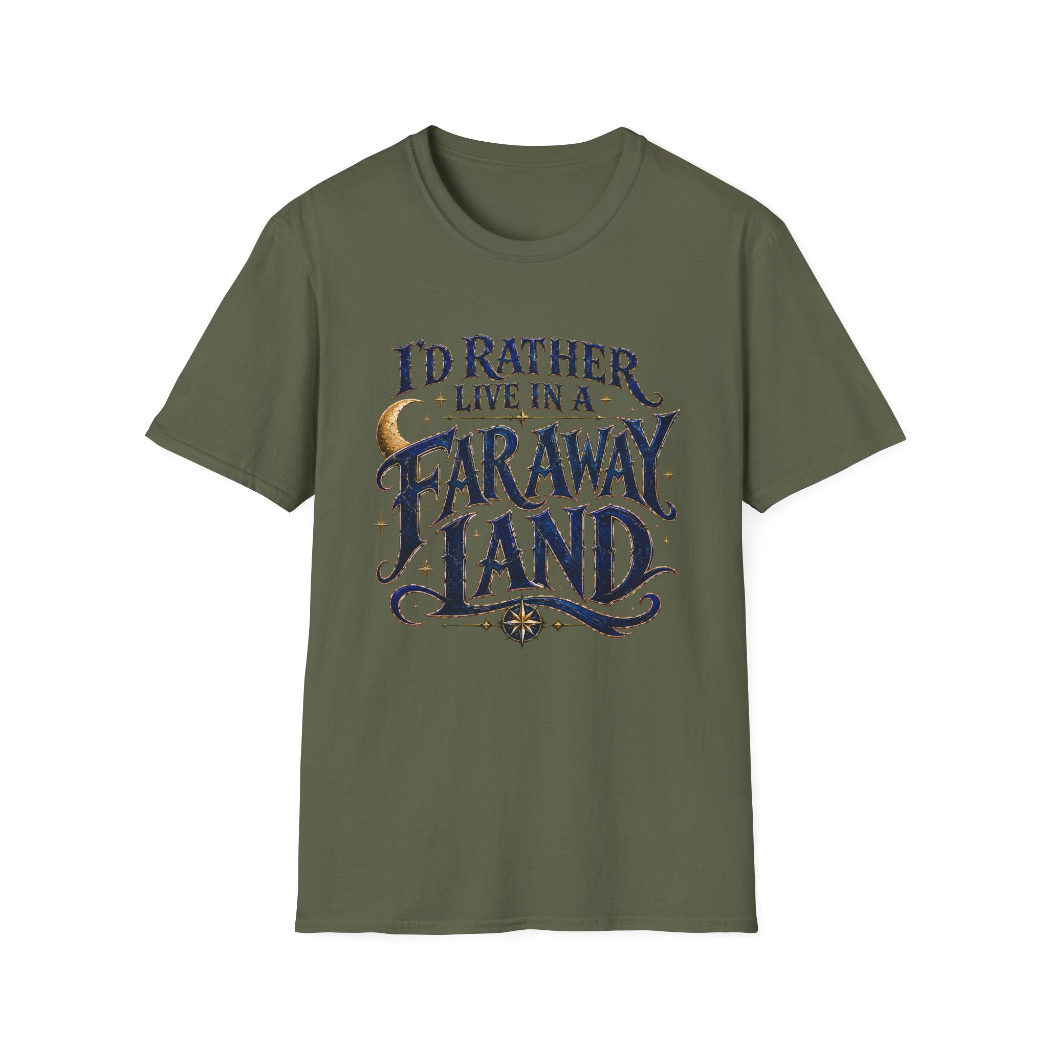 I'd Rather Live in a Faraway Land whimsical fantasy t-shirt