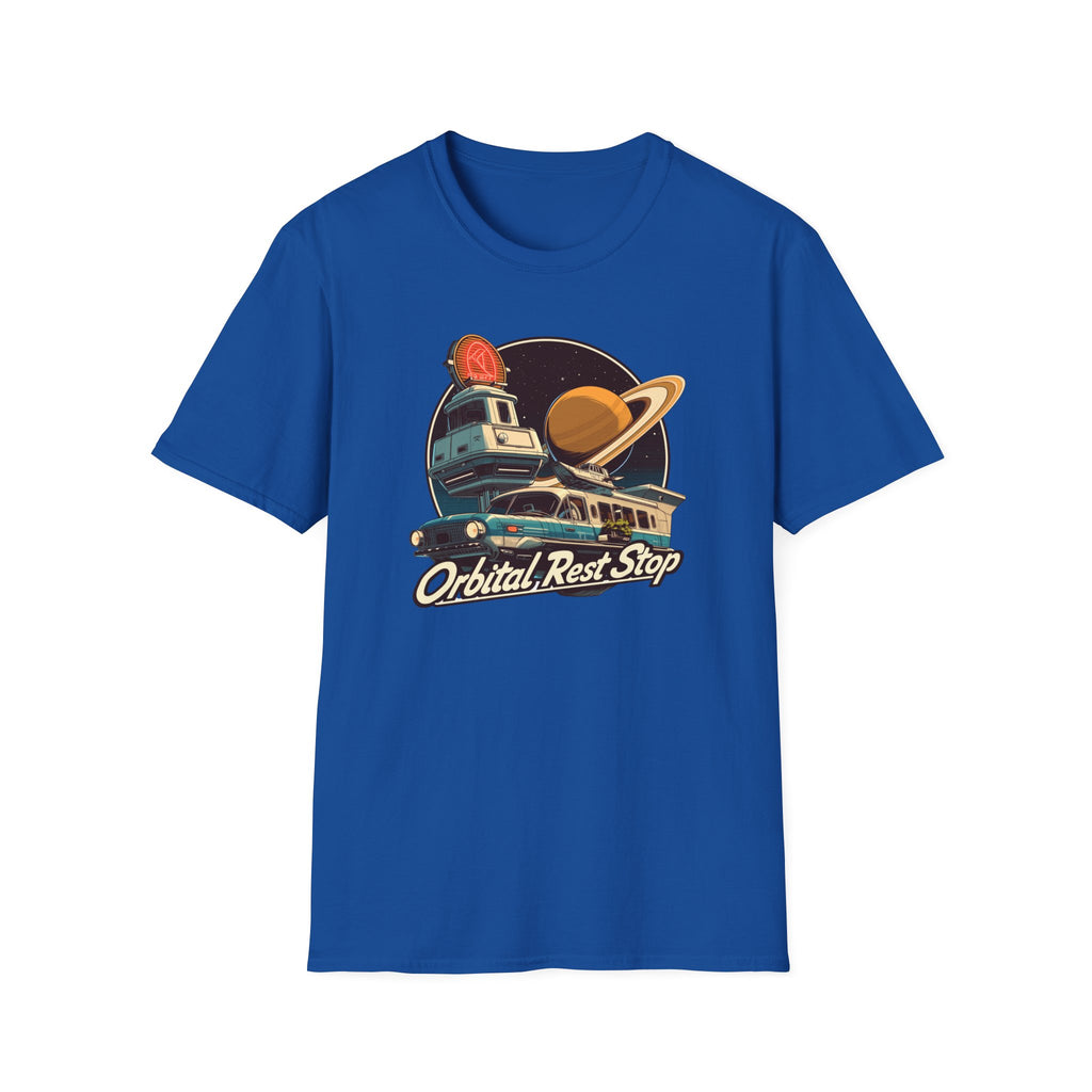 “Orbital Rest Stop” Vintage Camper & Saturn Graphic T-Shirt