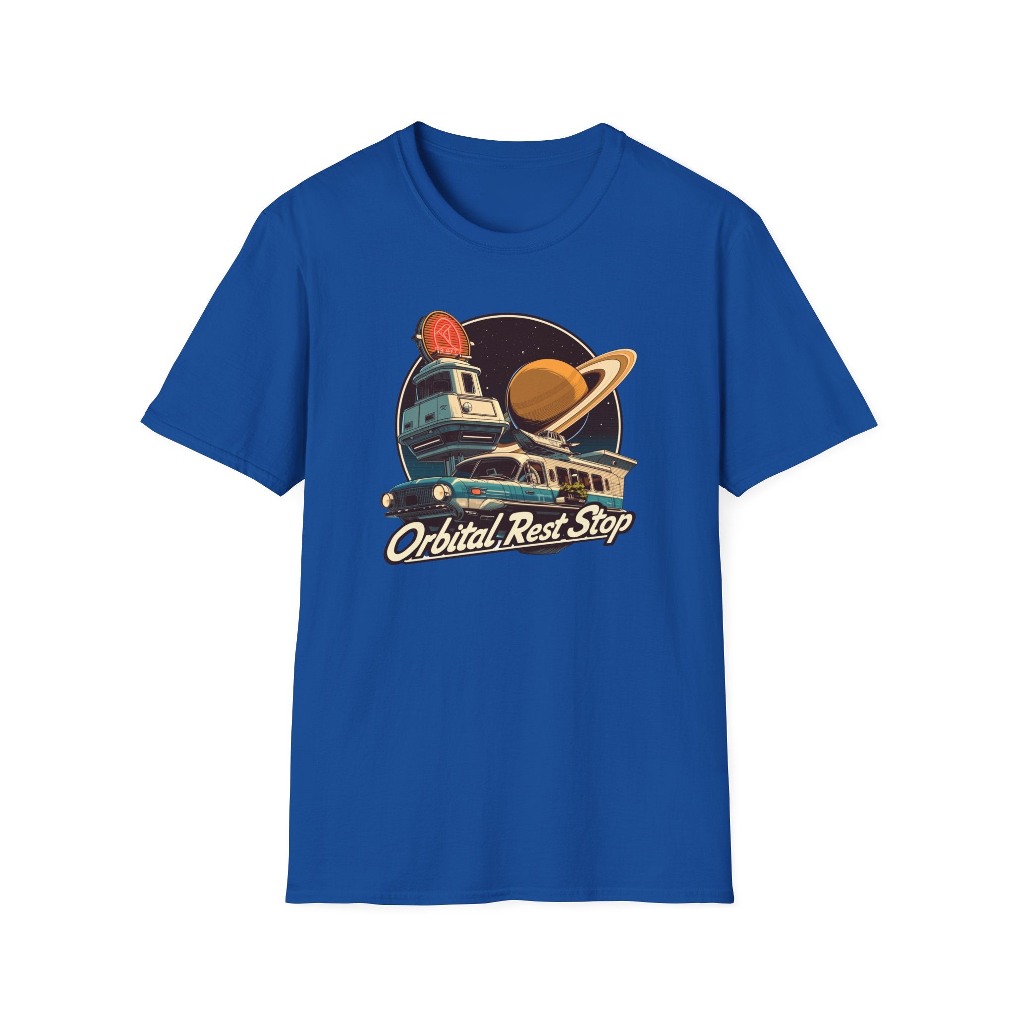 “Orbital Rest Stop” Vintage Camper & Saturn Graphic T-Shirt