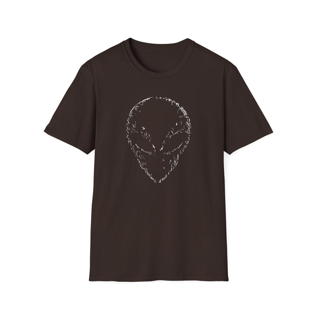 Alien Head Graphic T-Shirt - Minimalist Distressed Sci‑Fi Tee
