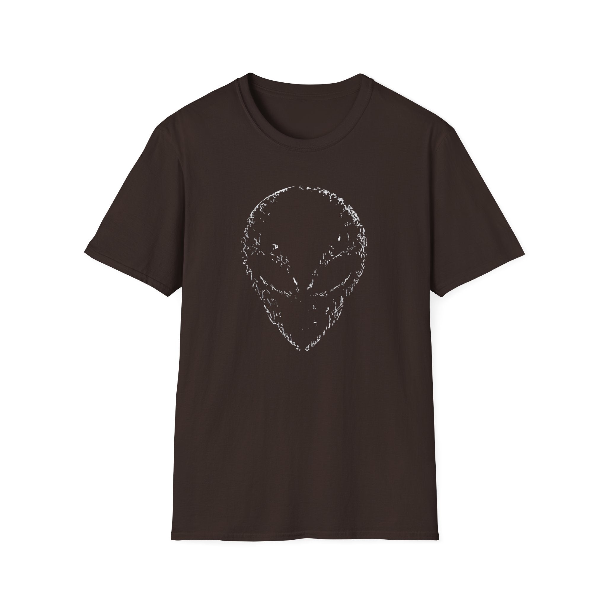 Alien Head Graphic T-Shirt - Minimalist Distressed Sci‑Fi Tee