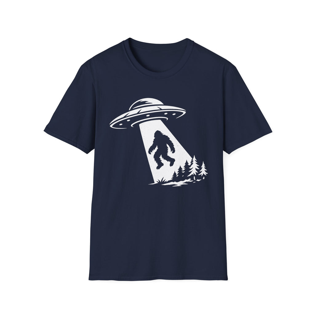Bigfoot Abduction T-Shirt - Sasquatch UFO Beam Graphic Tee