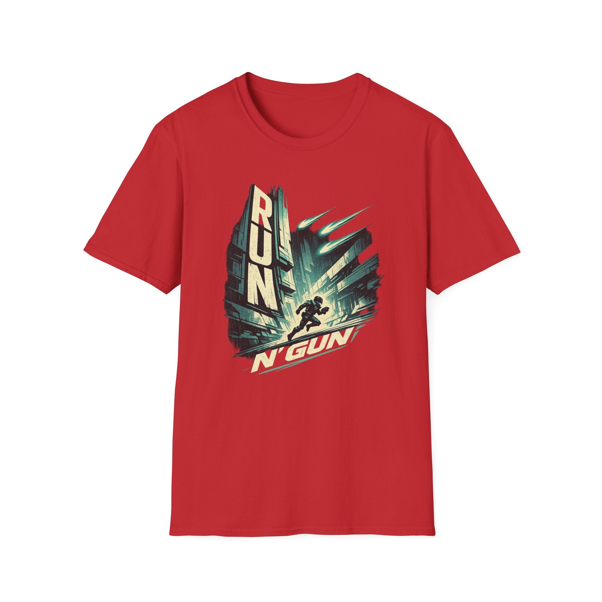 Run N' Gun T-Shirt - Retro Arcade Shooter Graphic Tee