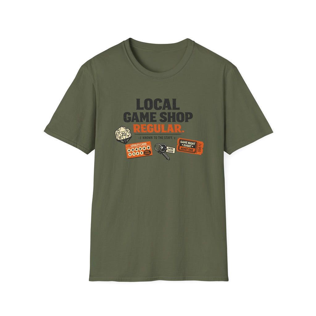 Local Game Shop Regular T‑Shirt — Gamer D20, Loyalty Card & Game Night Design