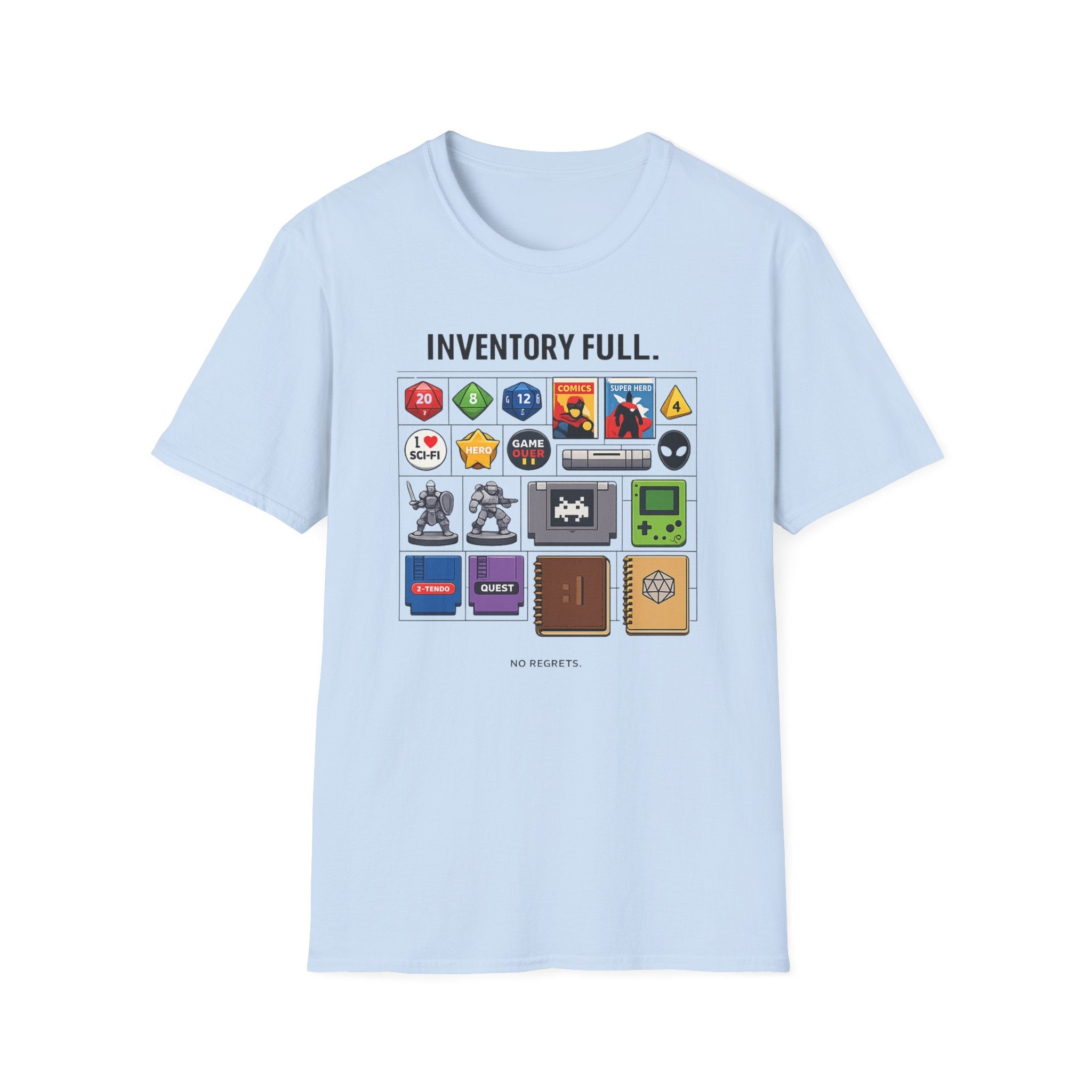 Inventory Full Gamer T-Shirt — Retro RPG & Geek Icon Graphic Tee