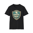 Survive The Week Shield T‑Shirt - Adventure Objective Updated Graphic Tee