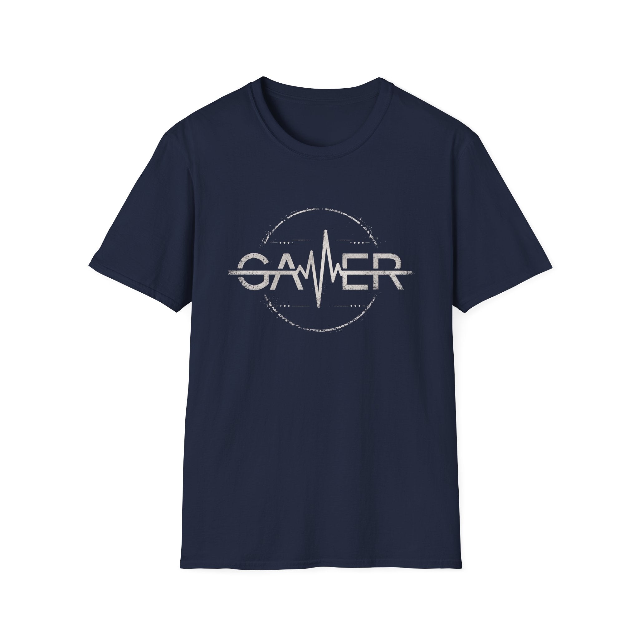 Gamer Heartbeat T‑Shirt — Retro Pulse White Writing Gaming Tee