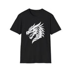 Dragon Head Graphic T-Shirt - Fierce White Mythical Creature Tee