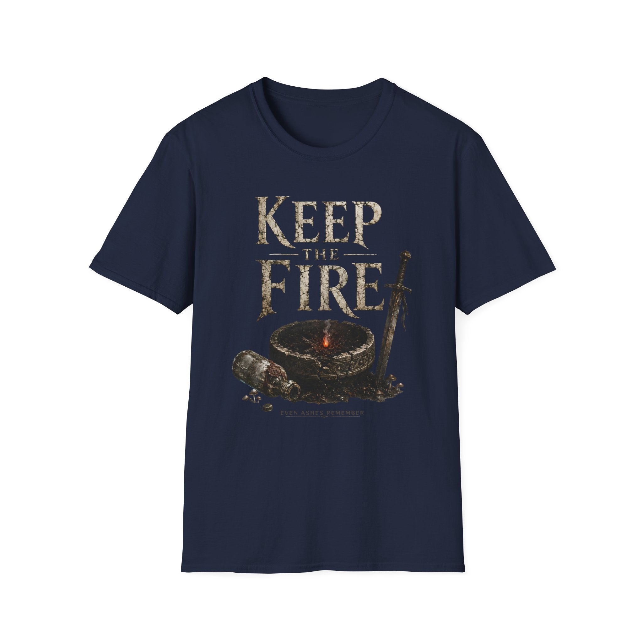 Keep the Fire T-Shirt - Medieval Sword & Cauldron Graphic