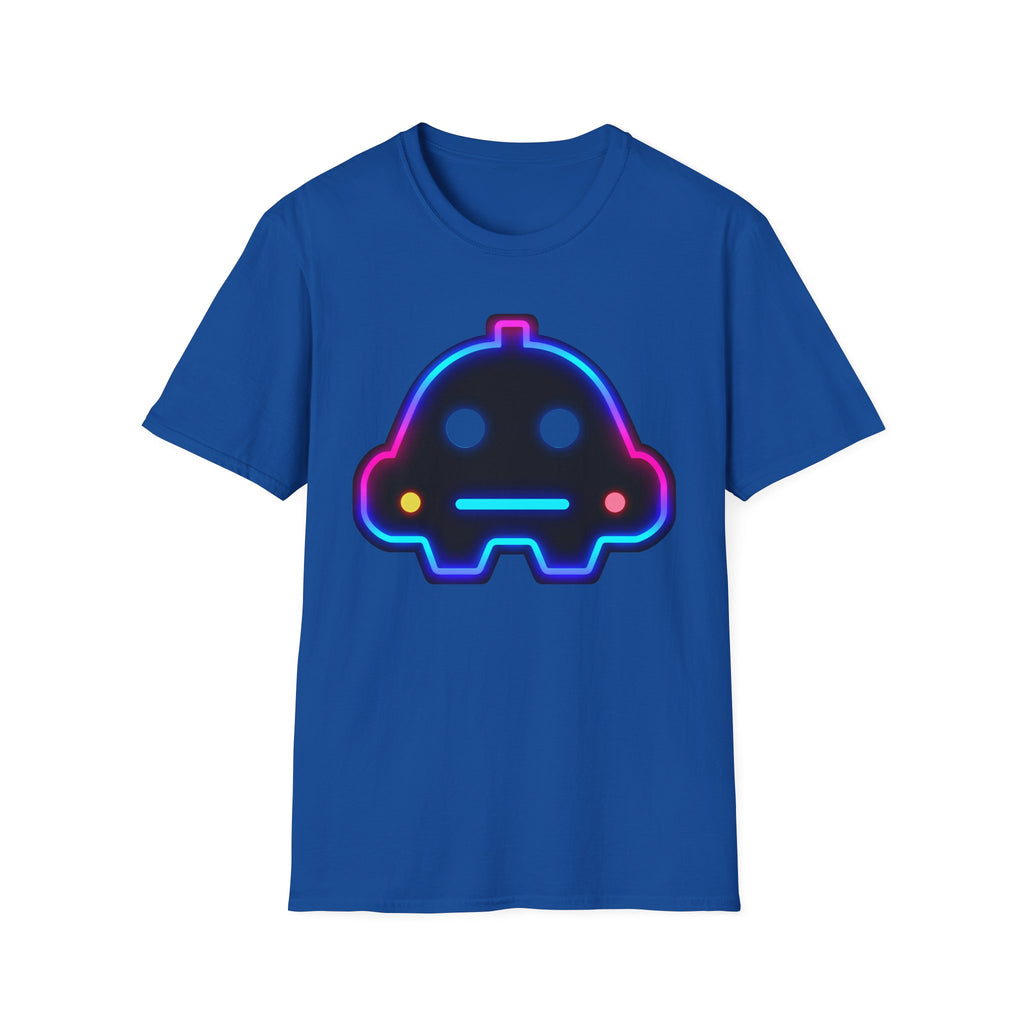 Neon Robot Tee - Retro Glowing Cute Bot Graphic T-Shirt