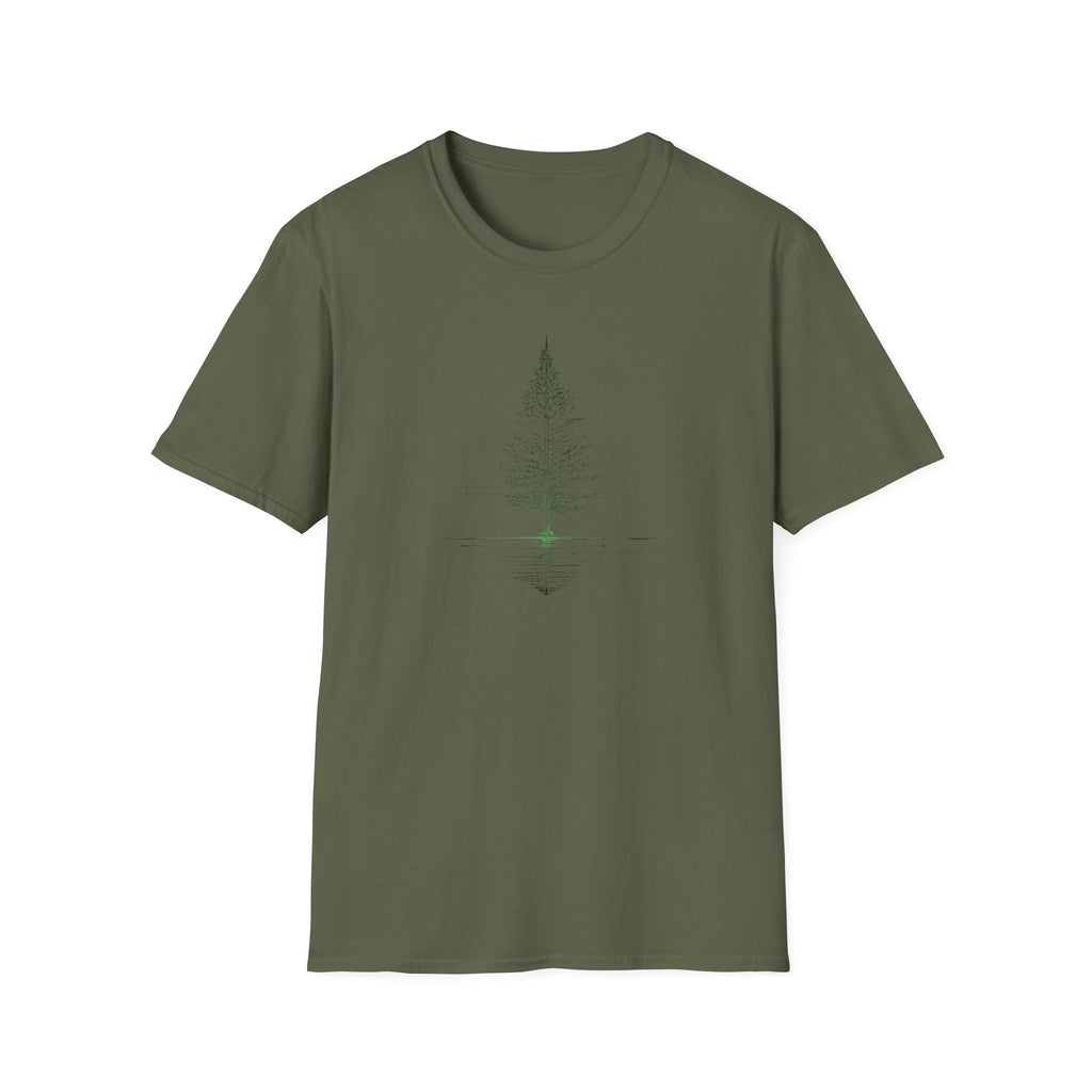 Minimal Pine Tree T-Shirt — Reflection Silhouette Tee