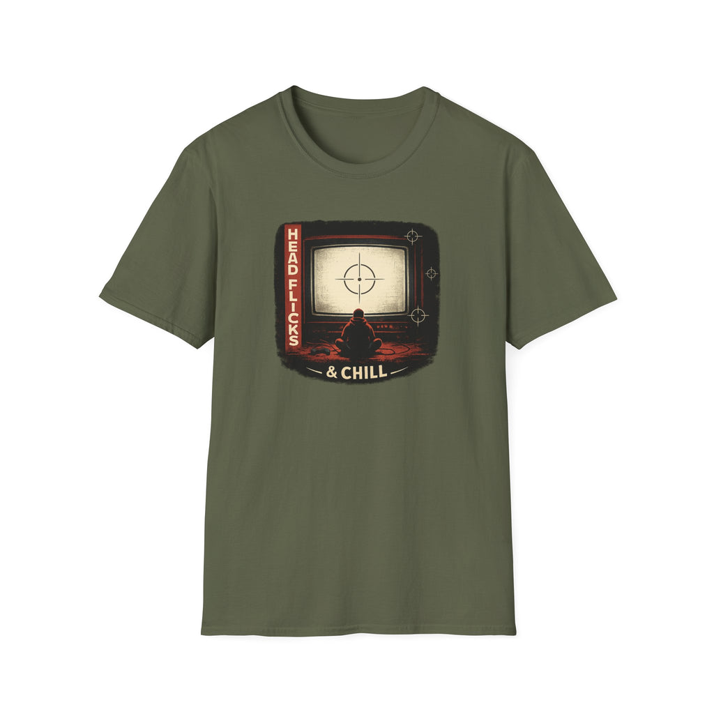 Headflicks & Chill T-Shirt  - Funny Retro TV Gamer Graphic Tee